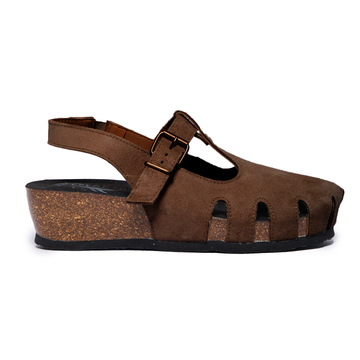 Plakton Closed-Toe Sandal – Amanda Dark Brown Suede